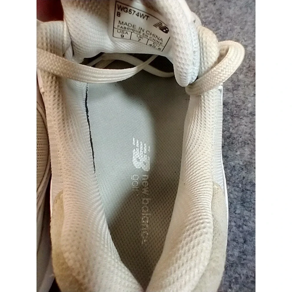 New‎ Balance 574 Golf White Tan Leather Sneakers WG574WT Womens 9 Low Top Shoes